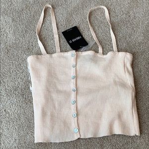 Peach button tank top